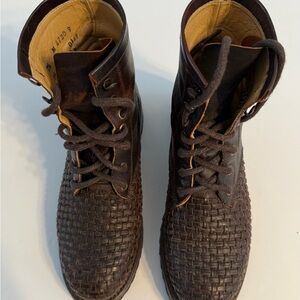 Stetson Dark Brown Woven Leather Boots